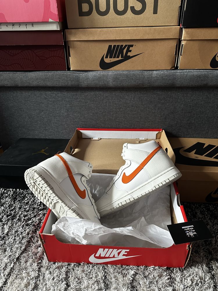 Nike Dunk High White Magma Orange 42 noi