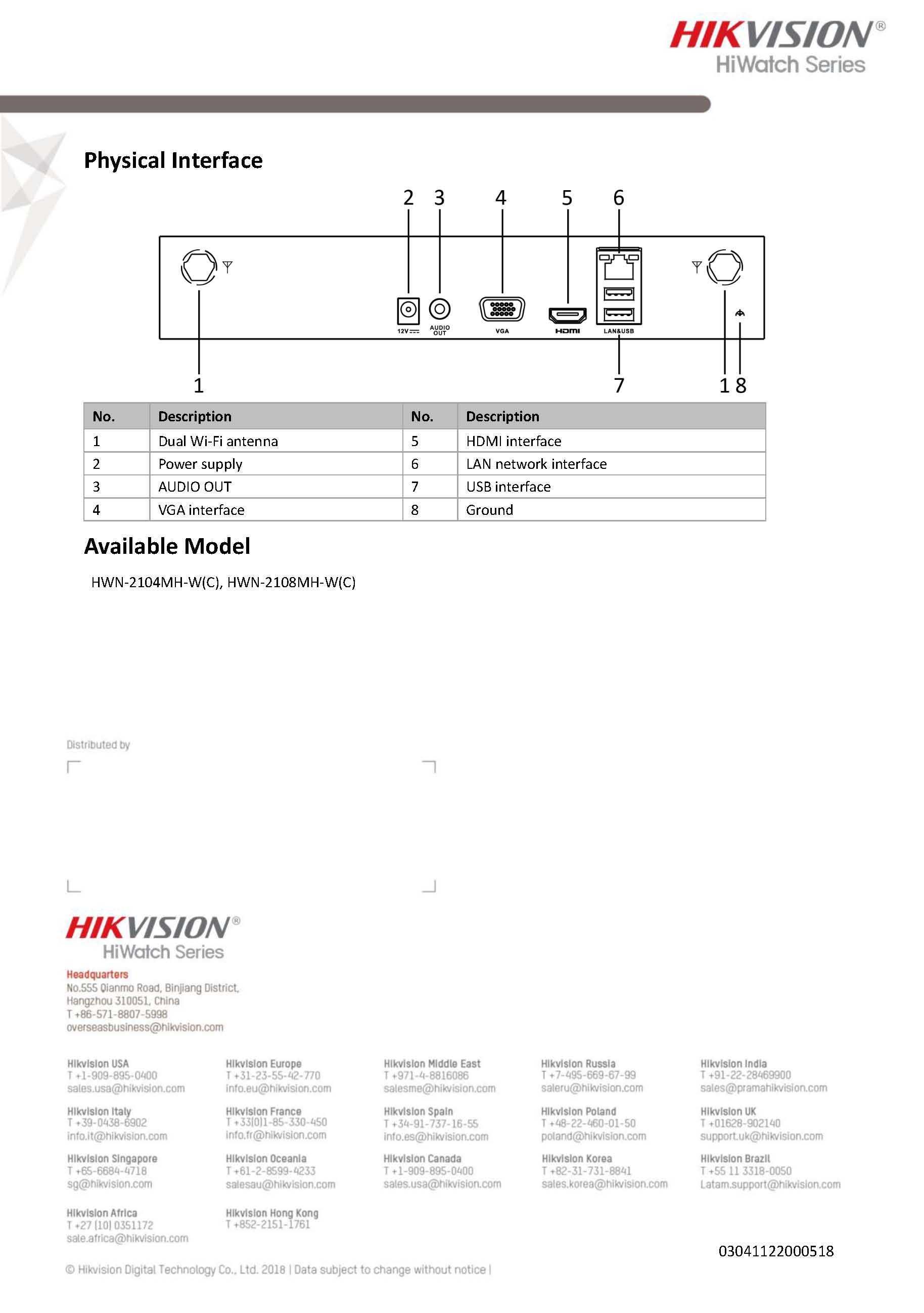 Видеонаблюдение NVR 8x4MP IP WiFi Видеорекордер Hikvision HWN-2108MHWC