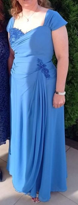 Дълга официална синя рокля