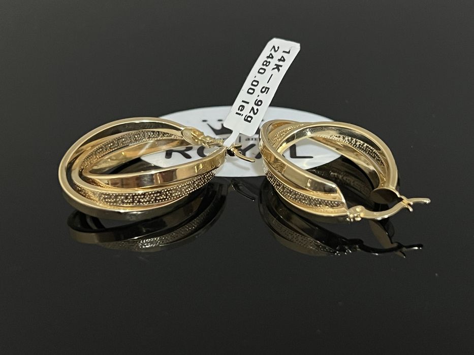 Bijuteria Royal CB : Cercei dama aur nou 14k 5,92gr