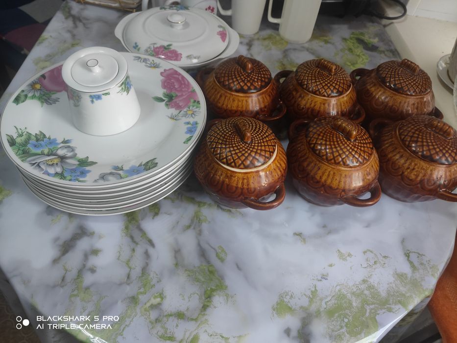 Тарелки большие ,горшки для запекания,супница