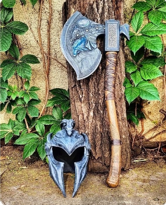 Set Cosplay 3D Leviathan Axe si Dragon Helmet