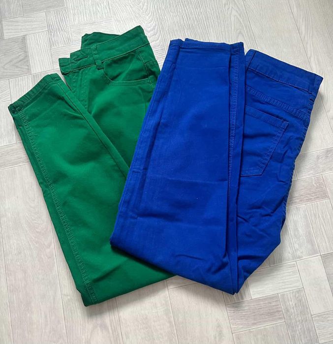 Джинсы новые зелёный синий