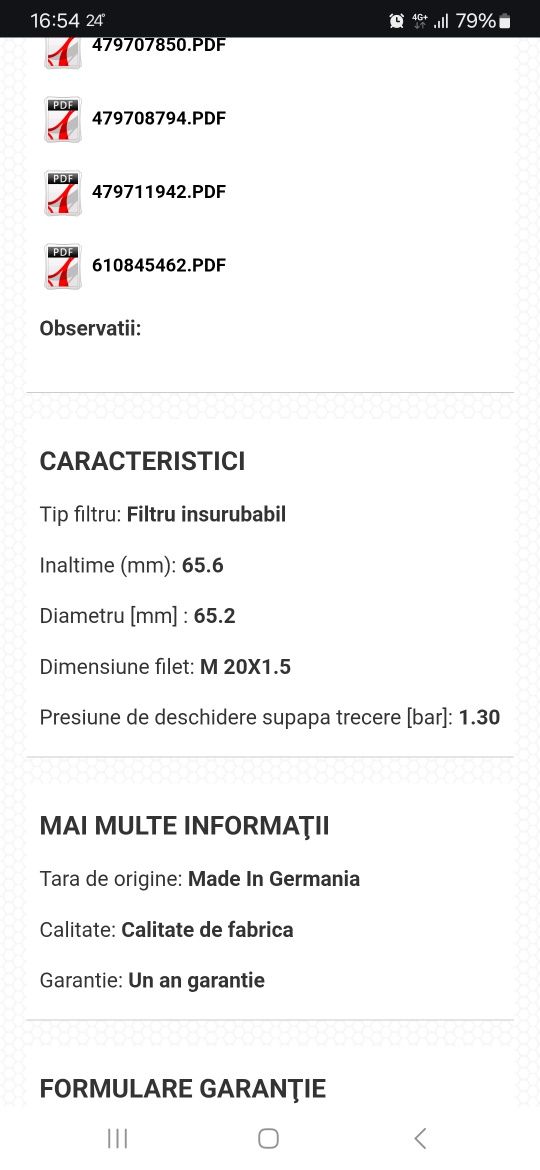 Filtru de ulei Mahle OC 475