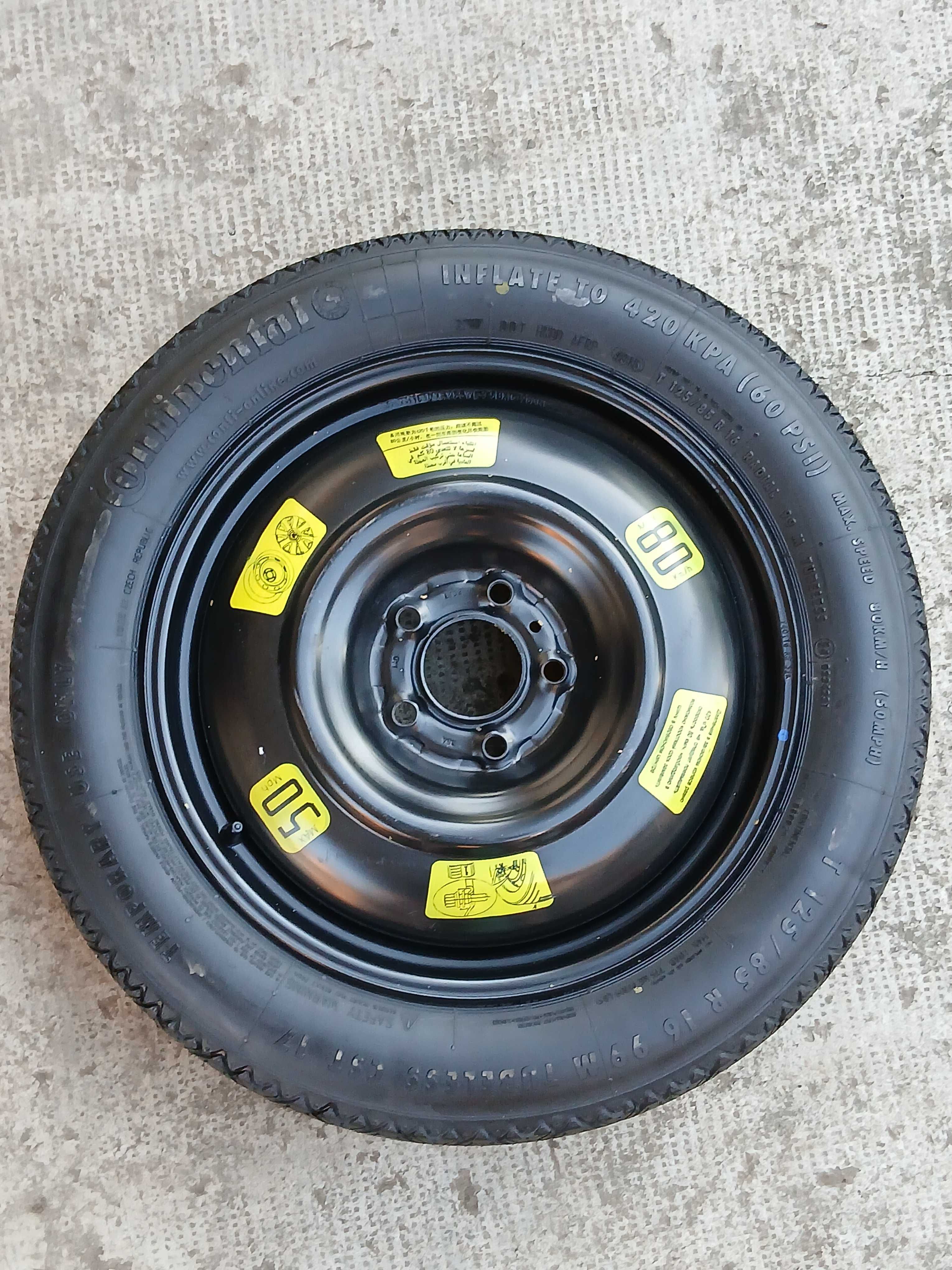 Roata rezerva slim T 125/85 R16 Peugeot, Citroen, Ford, Opel, Volvo