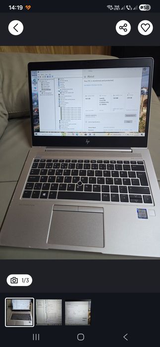 Laptop HP 830 G6, i5-8265, ram 16gb, ssd 256gb, bat 4 ore