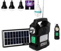 Kit panou solar pt camping cu 3 becuri, USB, Radio, MP3, lampa LED-uri