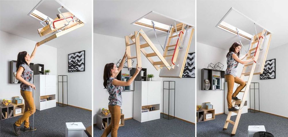 Чердачная лестница раскладная люк складная на чердак на мансарду