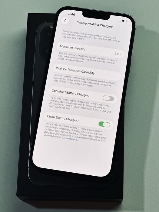 iPhone 13 ProMax Grey 94% battery