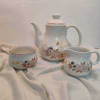 Set ceainic latieră și zaharniță din ceramică glazurată Hedge Rose