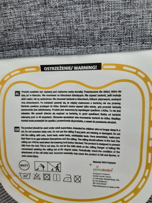 Protectie laterala pat bebe 140 cm Primabobo