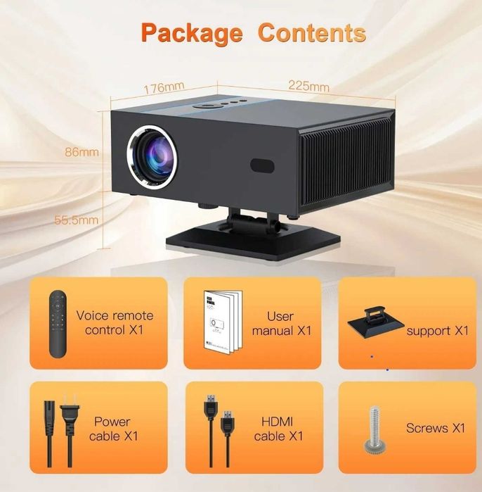 Cмарт проектор Xnano X6A  1080P 2/16 Гб Android 11 FullHD/Wifi/4K