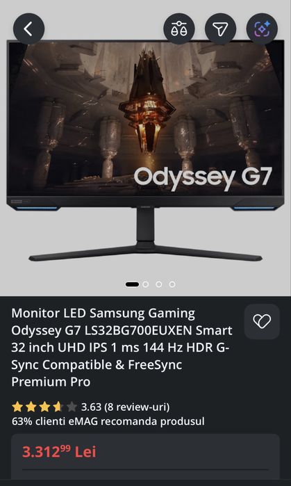Monitor 4K LED IPS Samsung 32” 144hz impecabil, garantie 04.2026