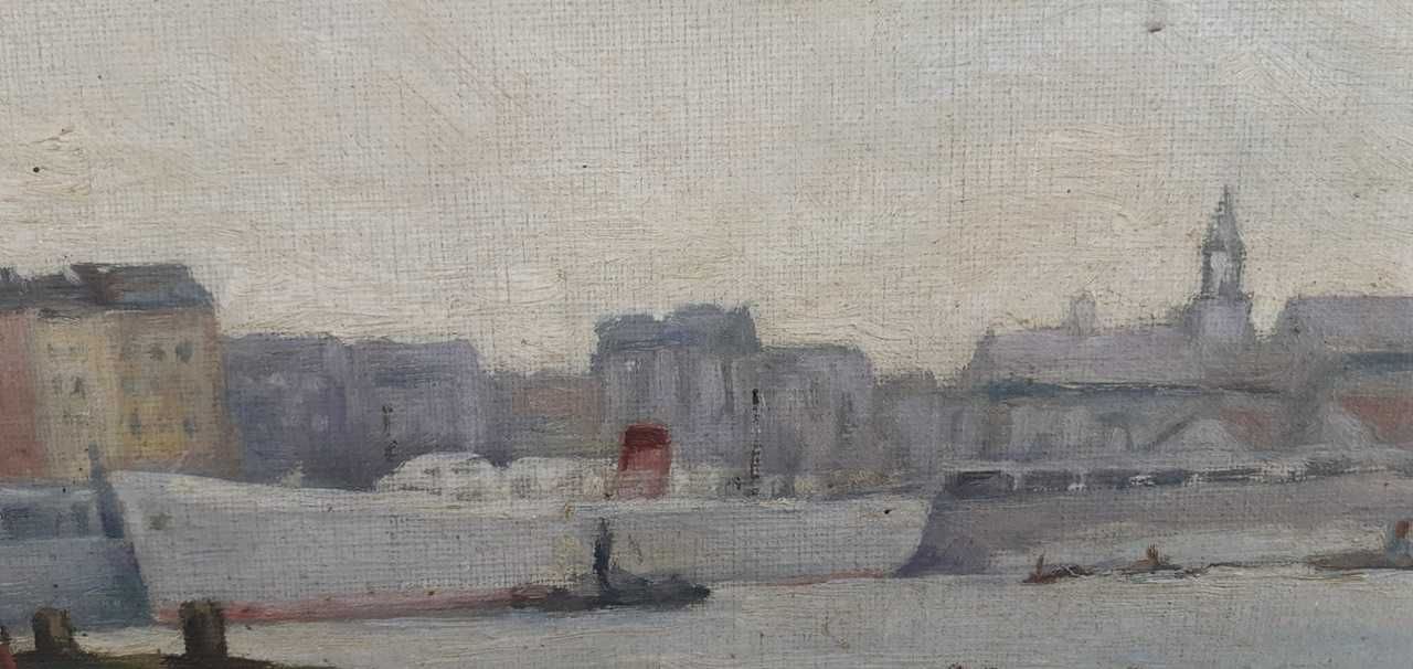 Tablou vechi - in port - semnat Bunescu