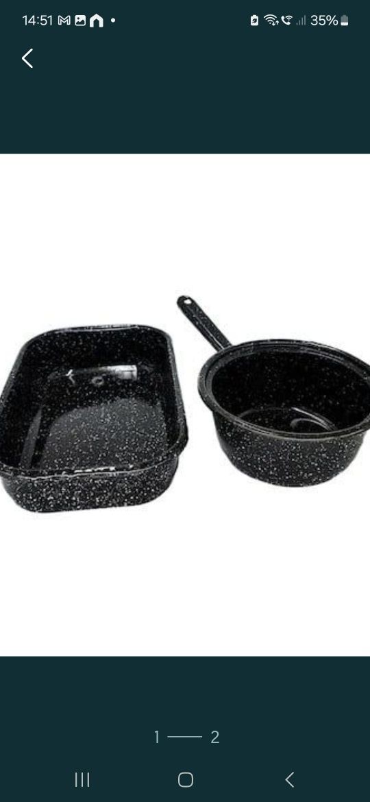 Set tava cuptor 26 cm + Ceaun cu coada 1.5 L, emailat,