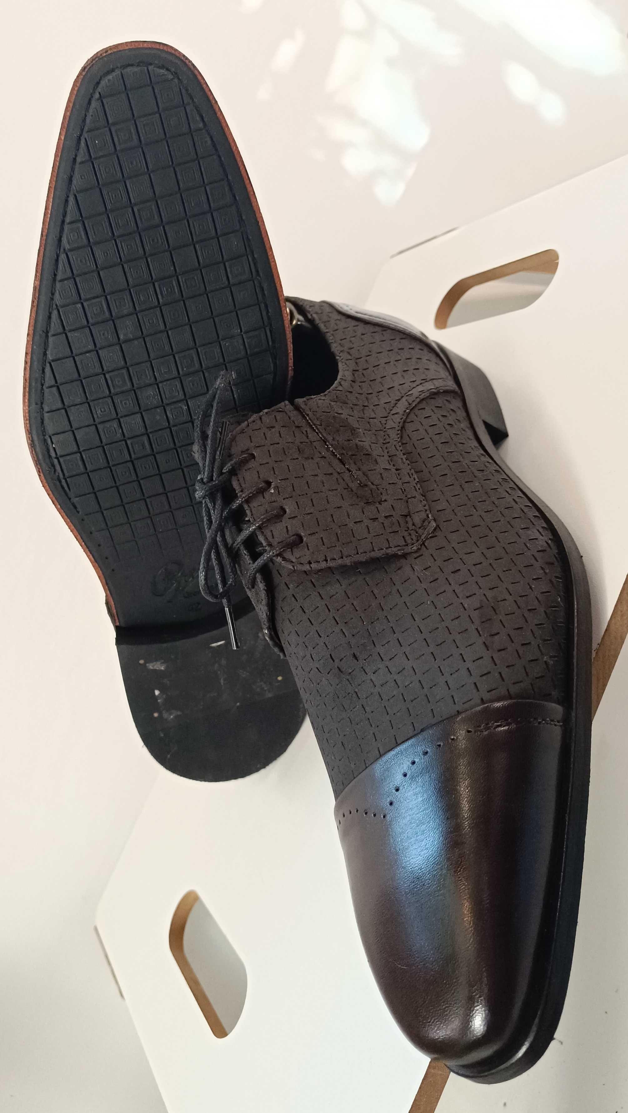 Pantofi derby 42 42.5 de lux GREVE NOI lucrati manual piele naturala