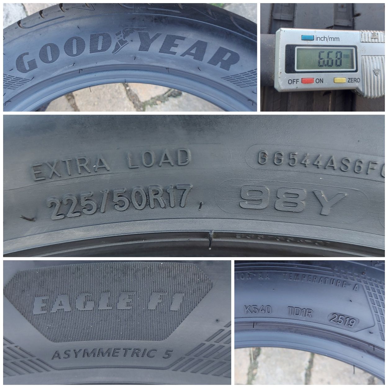 O bucată 225/50 R17 vară - una Goodyear Michelin