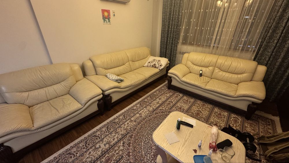 Кожанные диваны и кресло