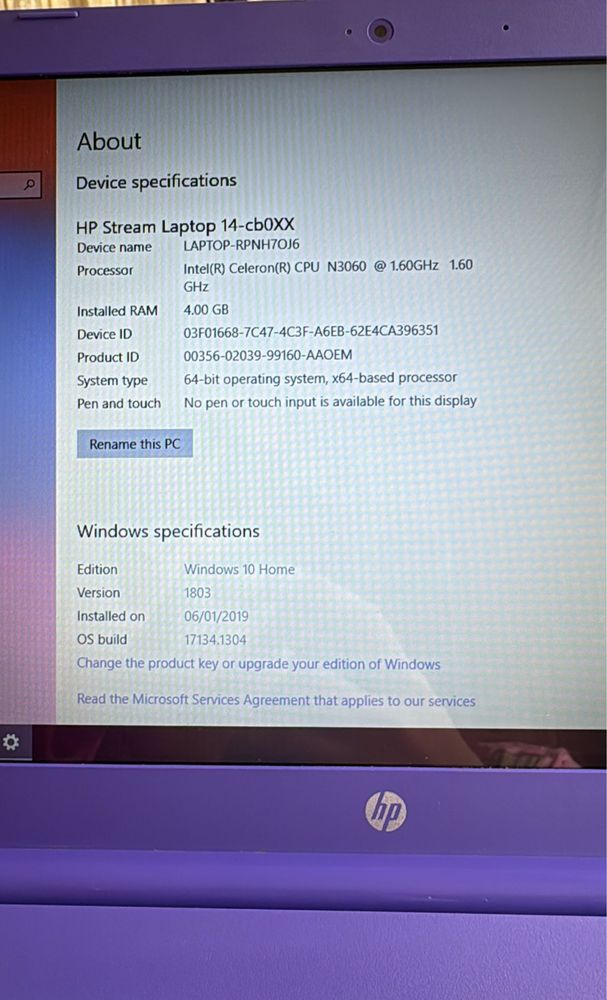 Vand laptop Hp mov