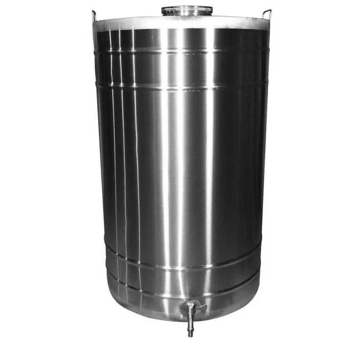 Butoi din INOX 250 L cu capac cu filet si garnitura + robinet din INOX