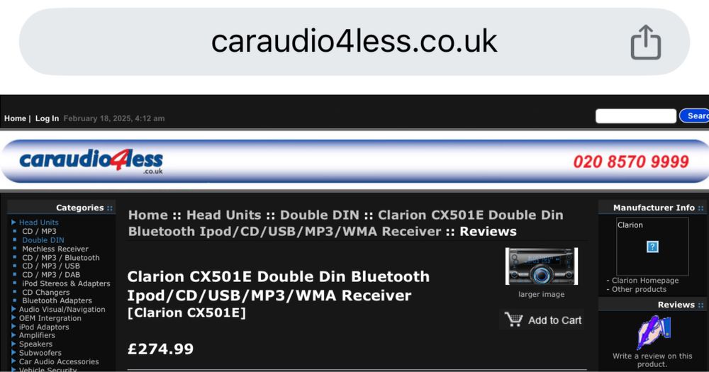 CLARION CX501E - УНИКАТ! - BLUETOOTH, USB, Радио плеър за кола сд cd