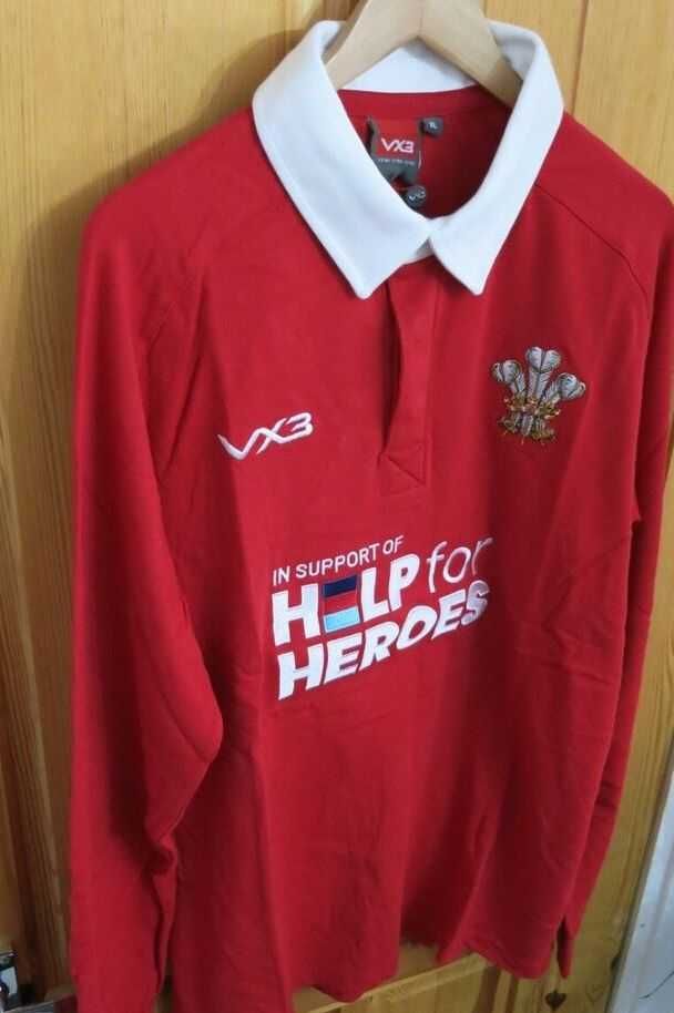 Tricou VX-3 Help 4 Heroes Wales Rugby, mineci lungi M, L, XL -licenta