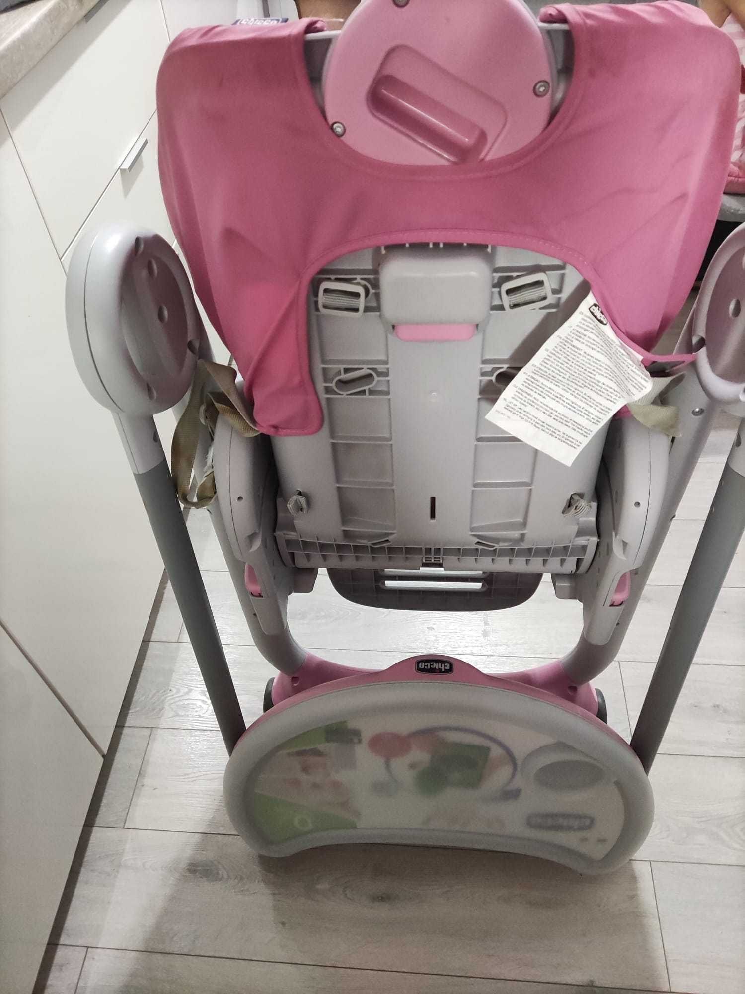 Scaun de masa Chicco Polly 2 Start, 4 roti, Miss Pink, 0 luni+