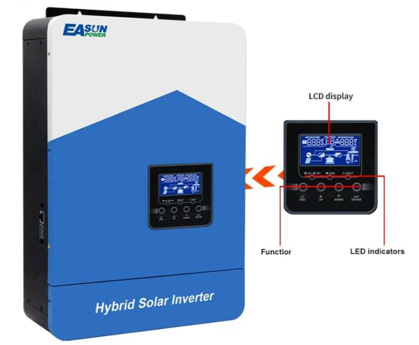 INVERTOR NOU, EASUN solar hibrid 48V 7Kw Cu Regulator MPPT 110A si WIF