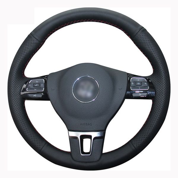 Husa volan piele negru 38 cm. pentru VW Passat B7 Golf 6 Tiguan Jetta