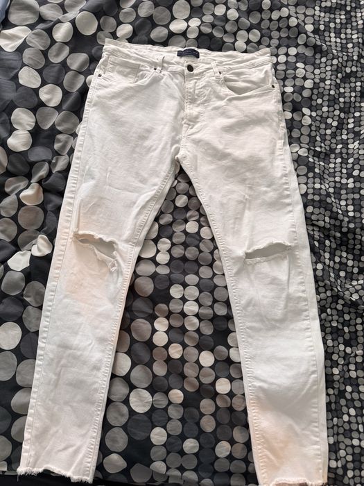 Blugi Zara Albi slim fit marime 42
