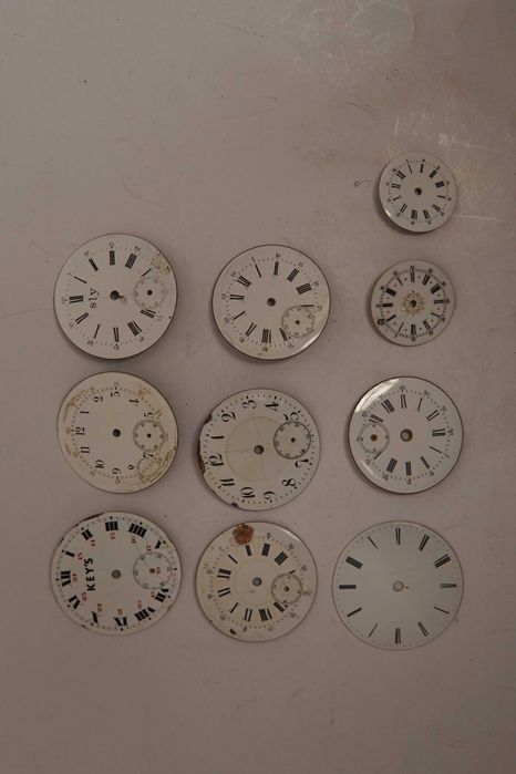 Set 10 cadrane pentru ceasuri mecanice de buzunar vechi