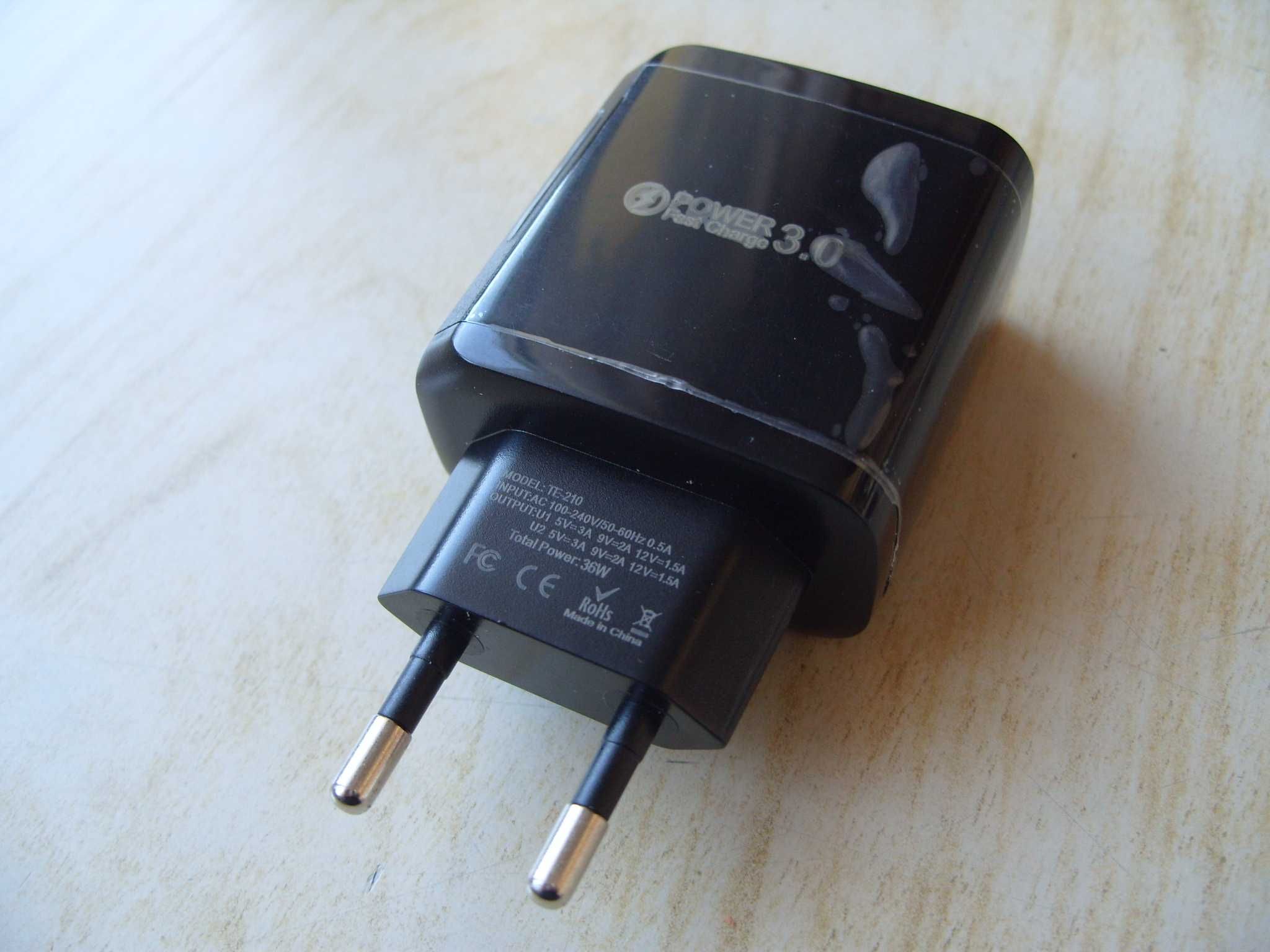 USB зарядно устройство TE-210, 36W, 2 USB извода (QC3.0)