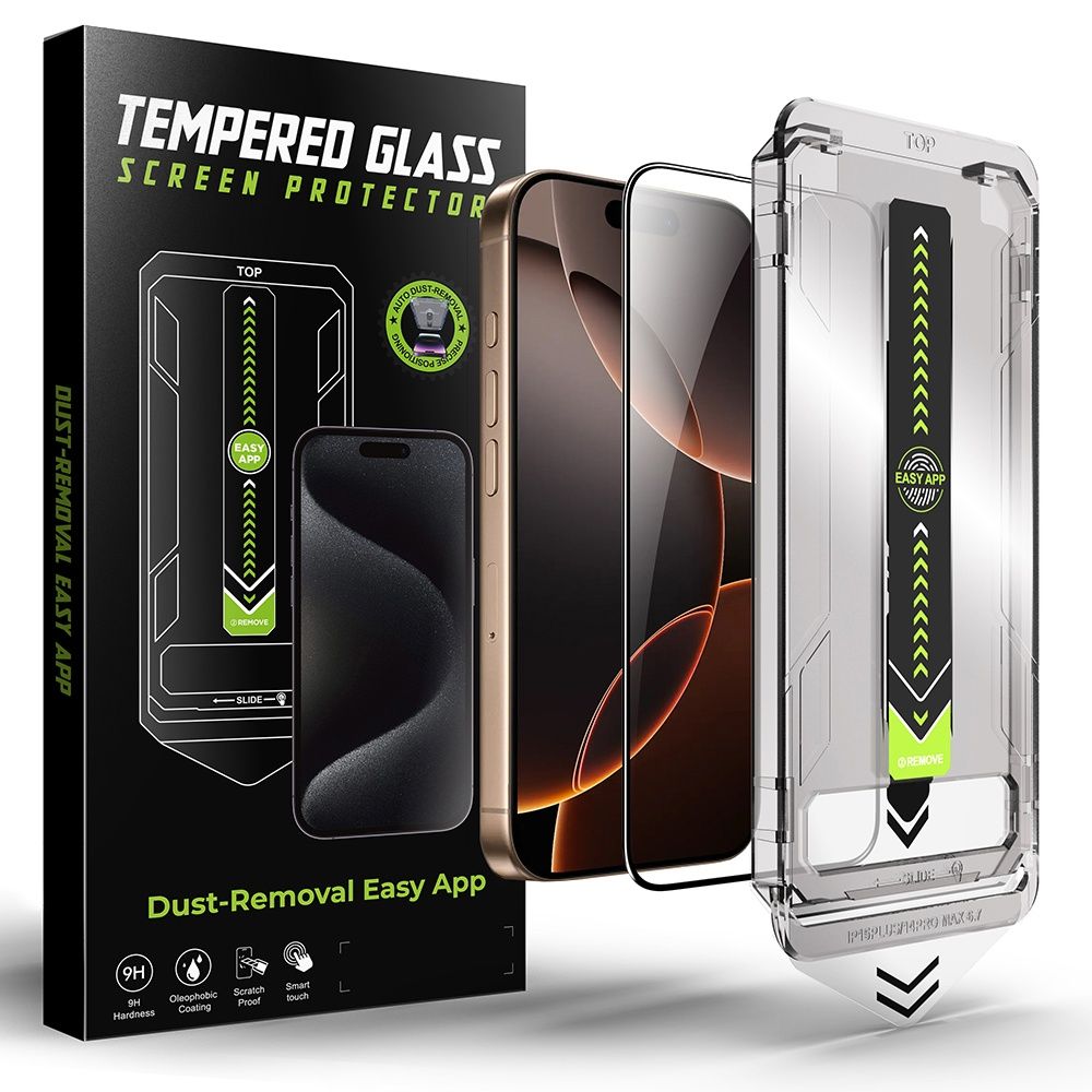 iPhone 17/Pro/Max/Air/ TITAN GLASS Easy App Стъклен протектор за екран