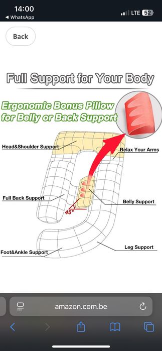 Pernă gravida mărime mare în formă de U