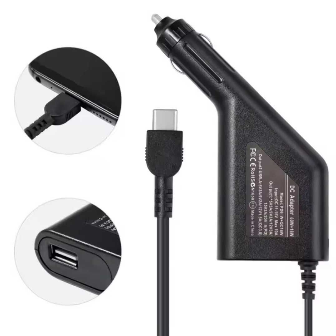 65W USB Type C Универсално зарядно за кола за лаптоп