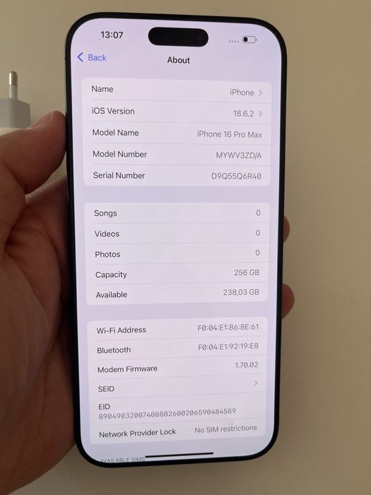 Iphone 16pro max 256GB 96% bat