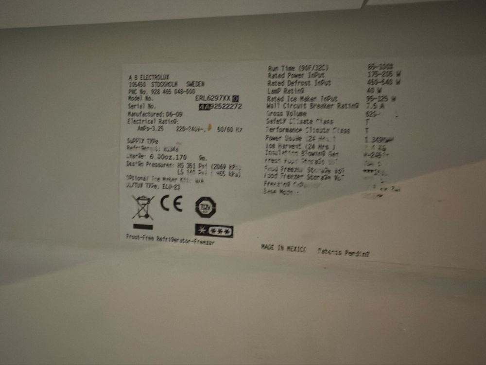 Frigider Side by Side ELECTROLUX (defect)