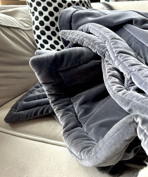 Set 12 Fețe perna catifea gri borduri groase 2 marimi 40x64cm 60x64cm