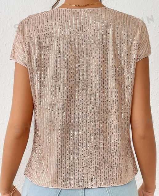 Tricou cu paiete cu decolteu în V ideal party, club mar XS