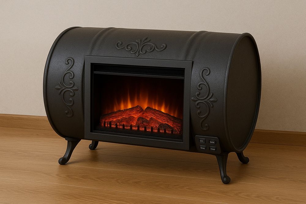 Semineu electric în butoi metalic 2000 w emana căldură interior extern