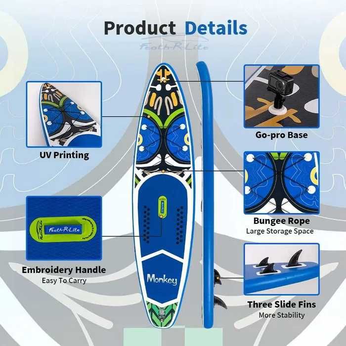 Надуваем падълборд FunWater MONKEY KOI paddle board SUP НОВ В КАШОН