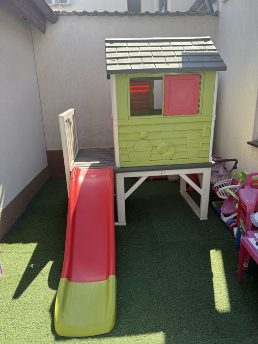 Casuta de joaca copii Smoby cu tobogan