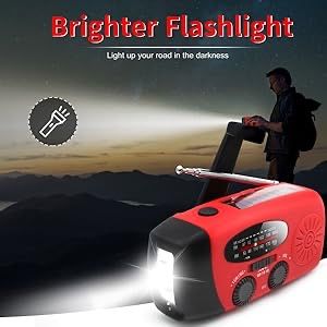Аварийно преносимо соларно радио с манивела и LED фенерче/2000mAh з-о