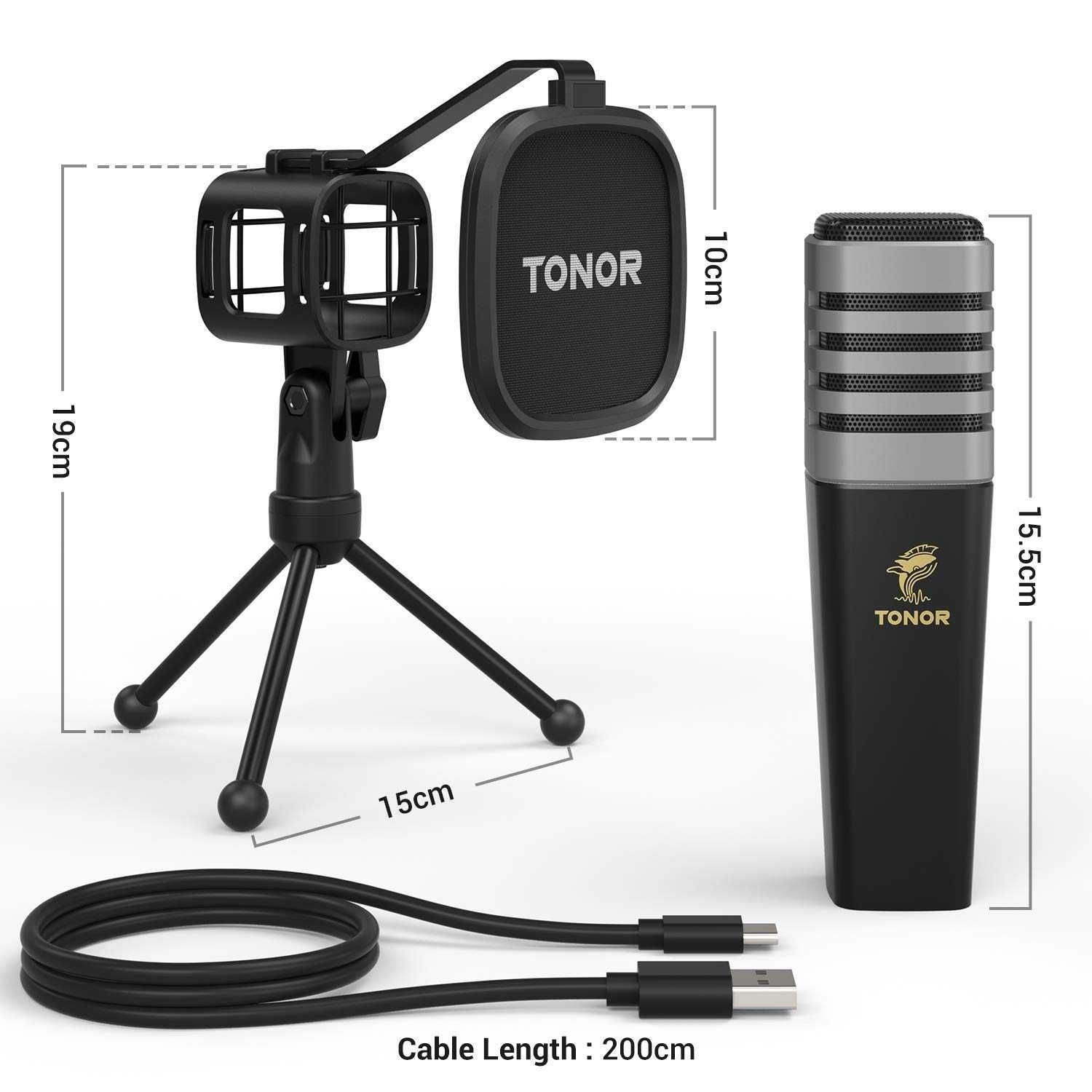 Нов TONOR USB микрофон за компютър, кардиоиден кондензаторен...