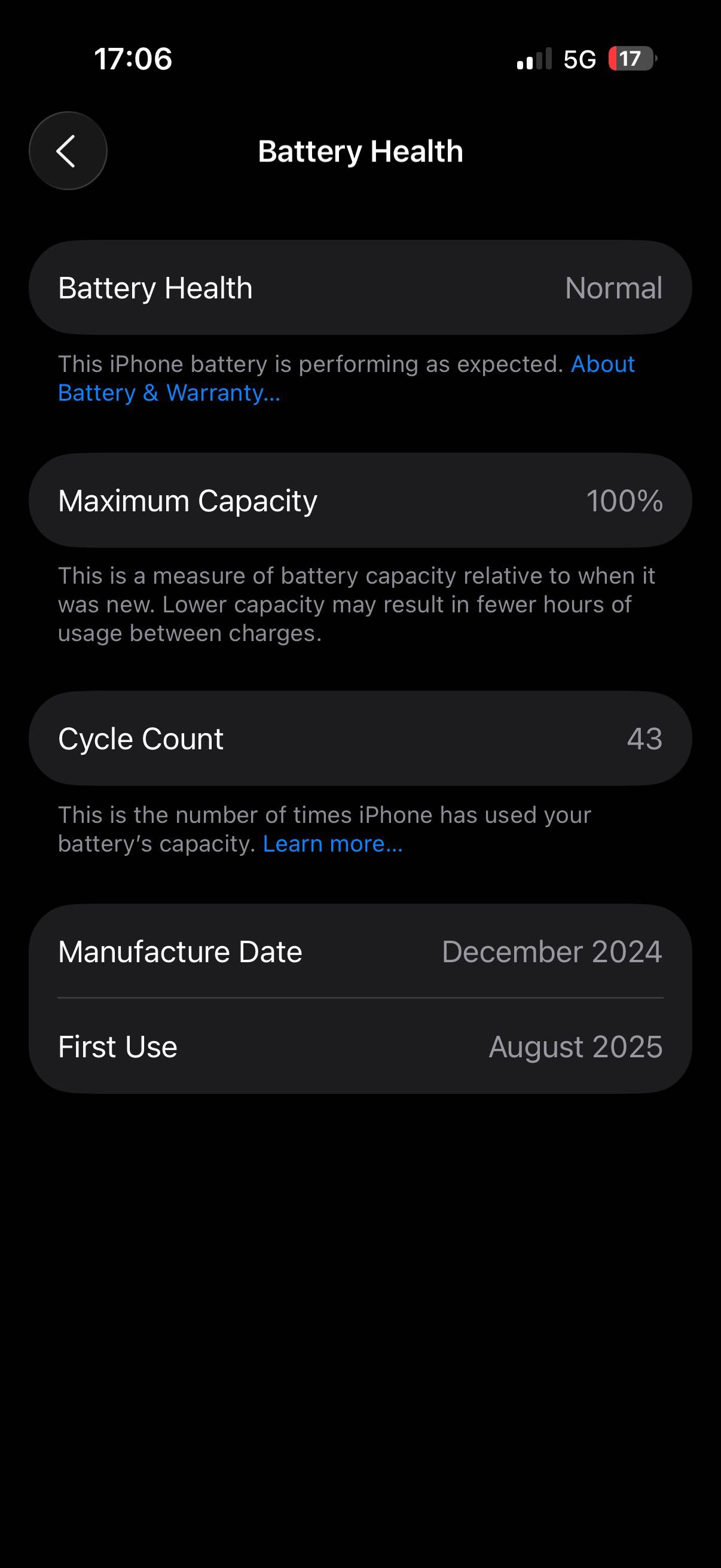 Iphone 16 Pro 100 % battery health