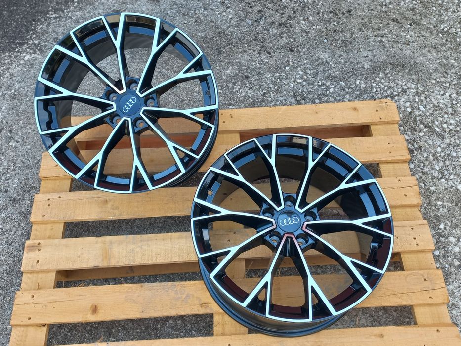 18"Audi S line 5x112 8j et40 A3 A4 A6 Q3 Q5 Black Polish Чисто Нови.