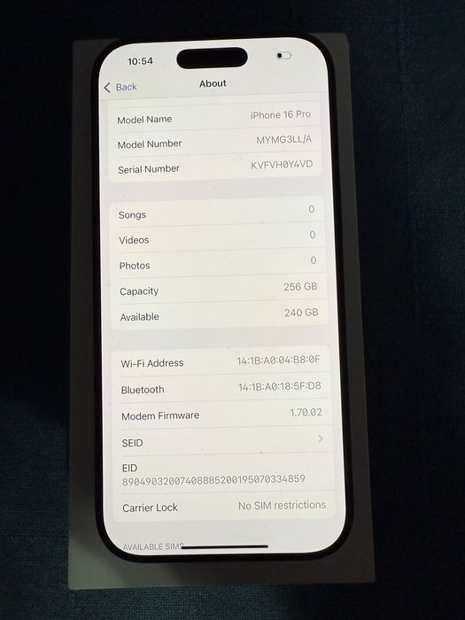 Vand iPhone 16 pro