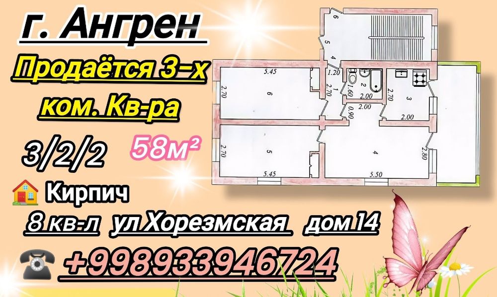 Продается 3-х комнатная квартира в центре!