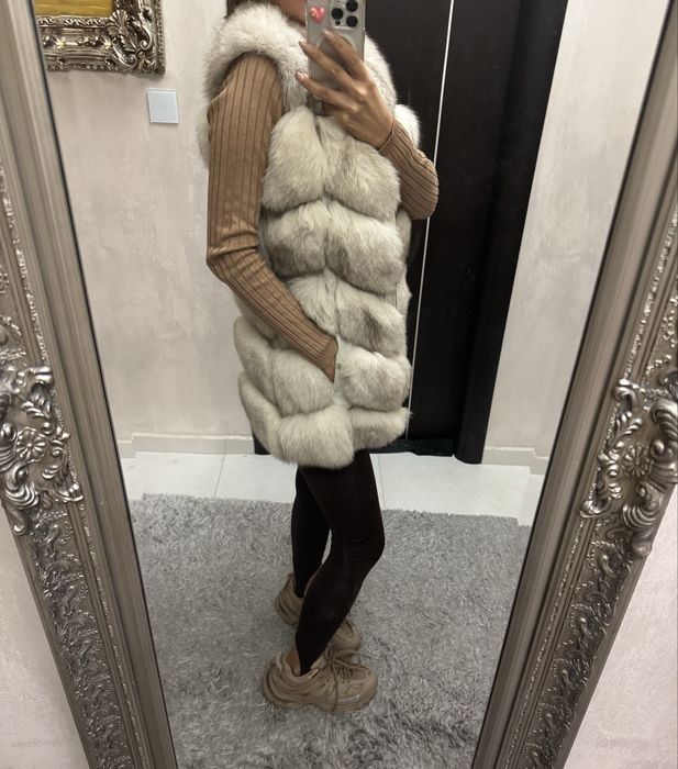 Елек естествен косъм от сребърна лисица