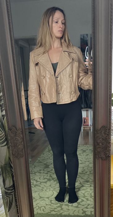 Късо яке естествена кожа